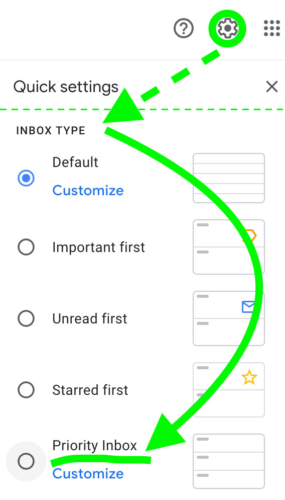Enable Gmail Priority Inbox Settings Screenshot